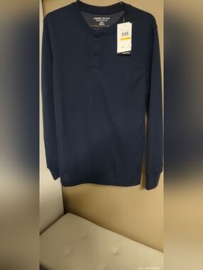 Perry Ellis Portfolio Men's Henley Sleep Shirt Long Sleeve Size S NWT